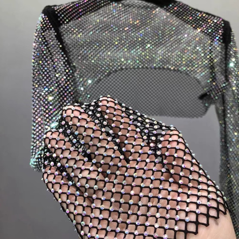 Crystal Mesh Fabric - 50x120 ซม.เย็บ Rhinestones ตาข่ายริบบิ้น Trim AB