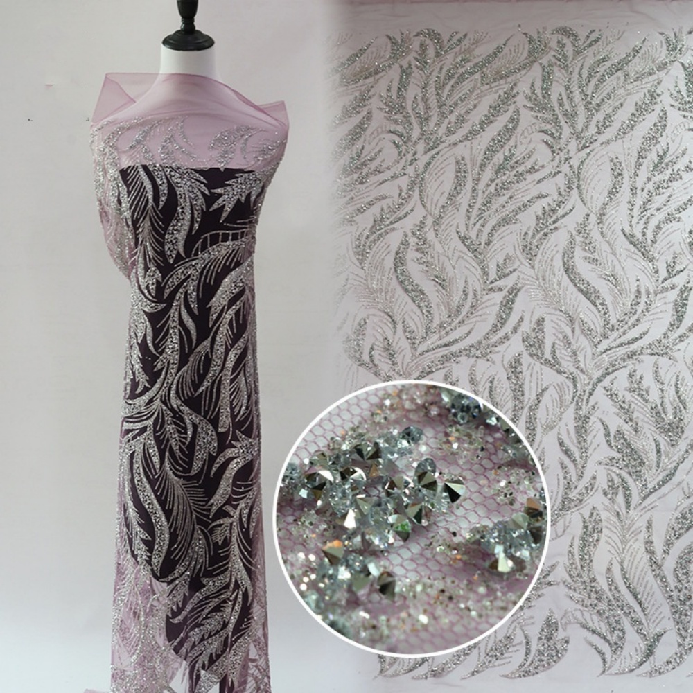 ผ้าตาข่ายปักลายดอกไม้สำหรับงาน - Crystal Mesh Fabric บทวิจารณ์และราคา